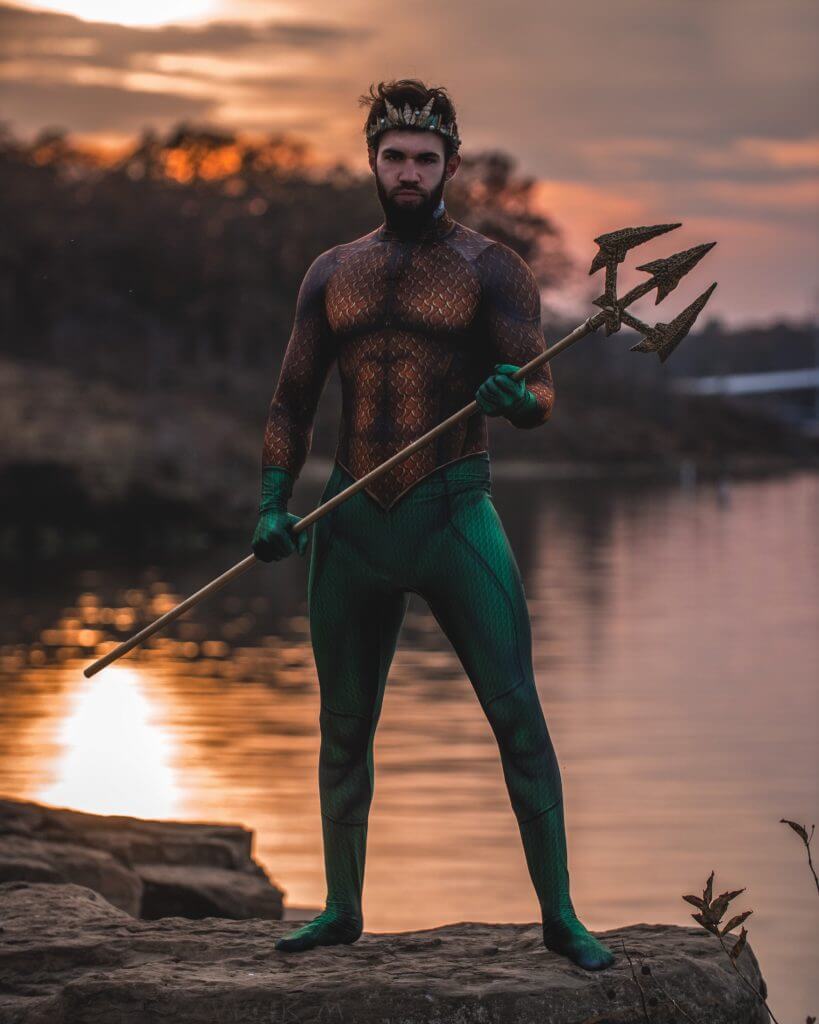 Cosplayer posing as Aquaman