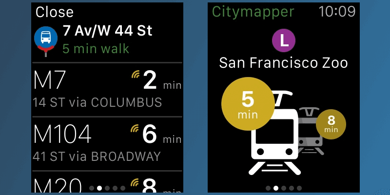 Citymapper Apple Watch app screenshot
